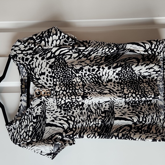80 Park Black White Animal Print L Blouse - Picture 2 of 7